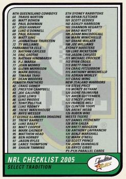 2005 Select Tradition #CKB Checklist Front